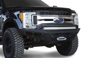 Ford F-250 Front Bumper - Addictive Desert Designs - HoneyBadger with Winch Mount - Hammer Black and Satin Black - `17-`18